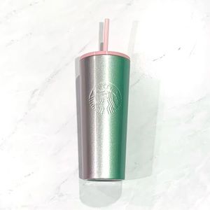 Starbucks 2020 Pink Green Glitter Ombre Gradient Stainless Steel Cold Cup
